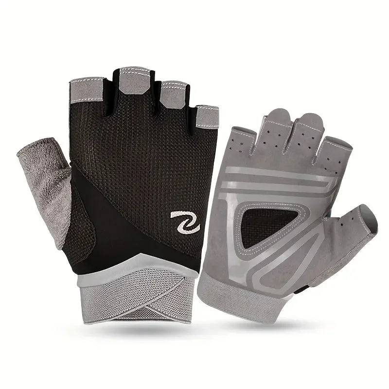 1 Pair Unisex Sports Gloves, Half Finger Fitness Gloves, Non-Slip Outdoor Riding & Fishing Gloves Peaceful Pleasures Health and Wellness Black L