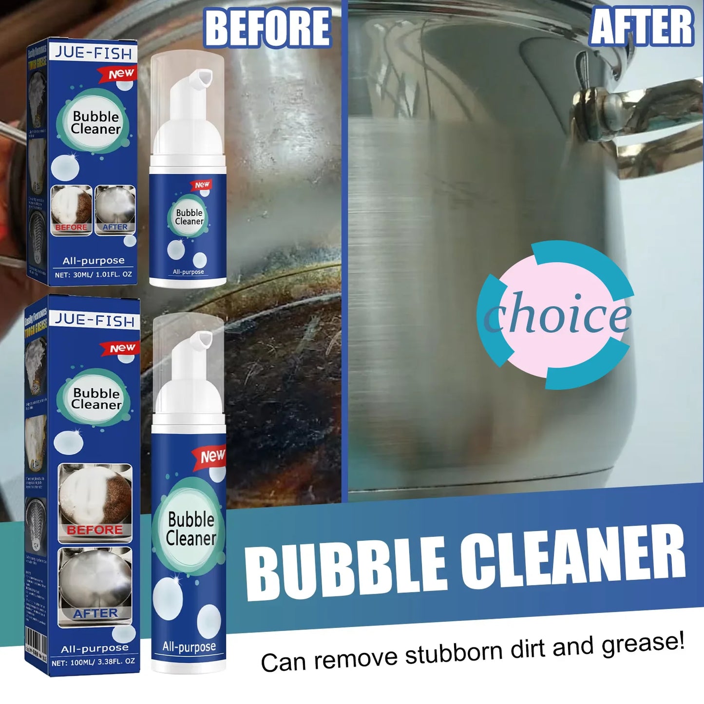 Jue-Fish Bubble Cleaner Spray | Kitchen Heavy Oil Stain Remover