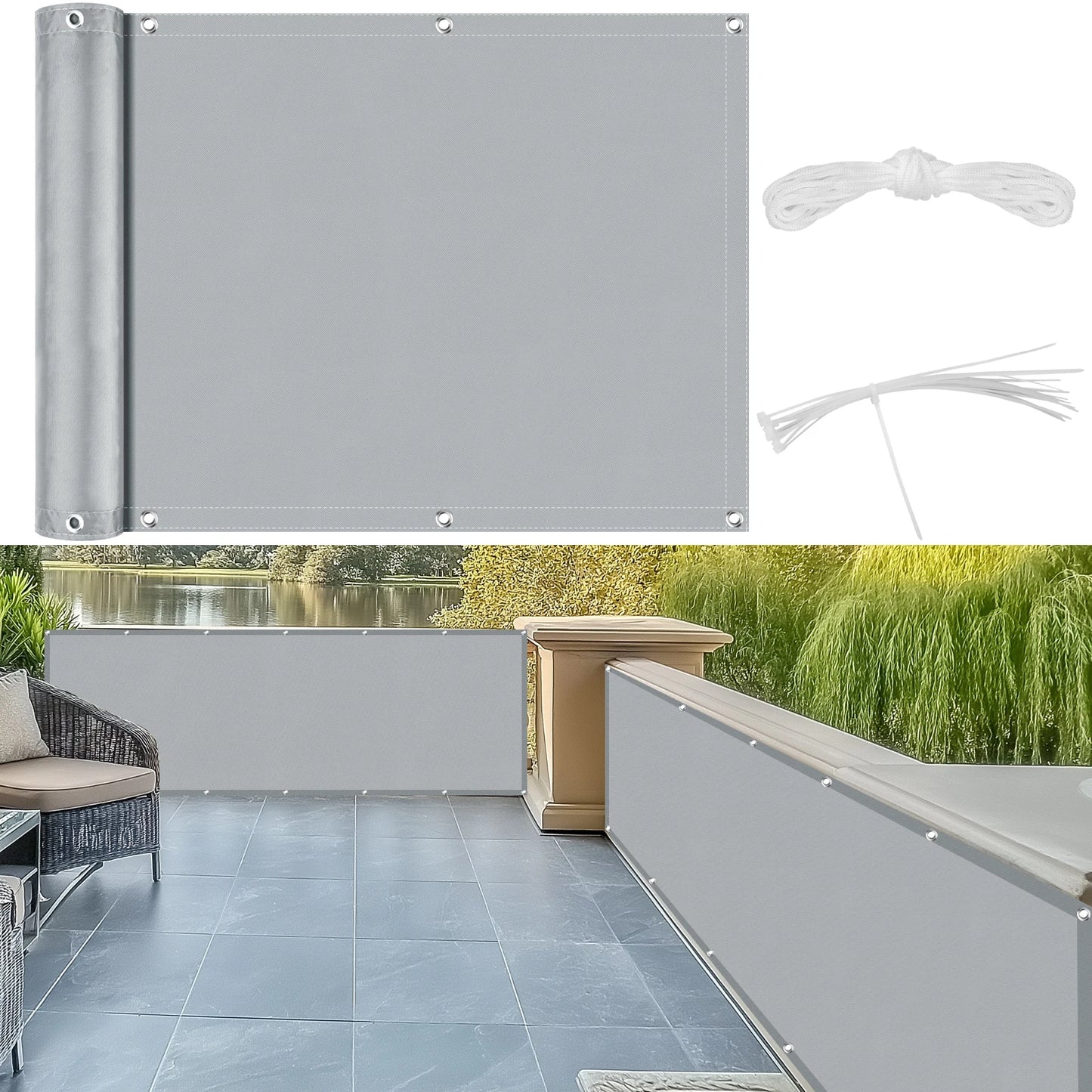 Waterproof Balcony Privacy Screen | UV & Wind Protection