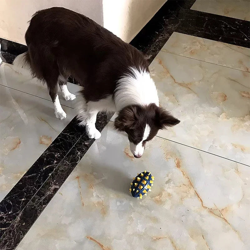 Squeaky Rubber Rugby Dog Toy – Bite-Resistant Chew Toy
