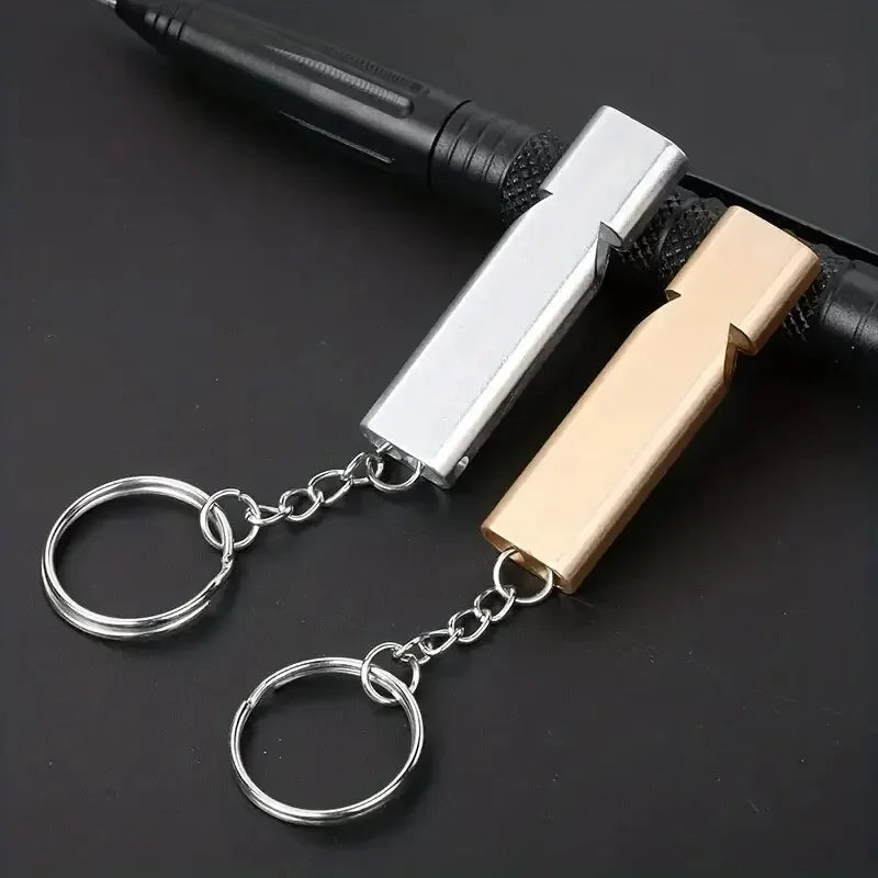 Whistle Flat Aluminum Alloy Dual Frequency Survival Double Tube Outdoor Survival Survival Whistle Equipment Equipped EDC Tool Peaceful Pleasures Health and Wellness