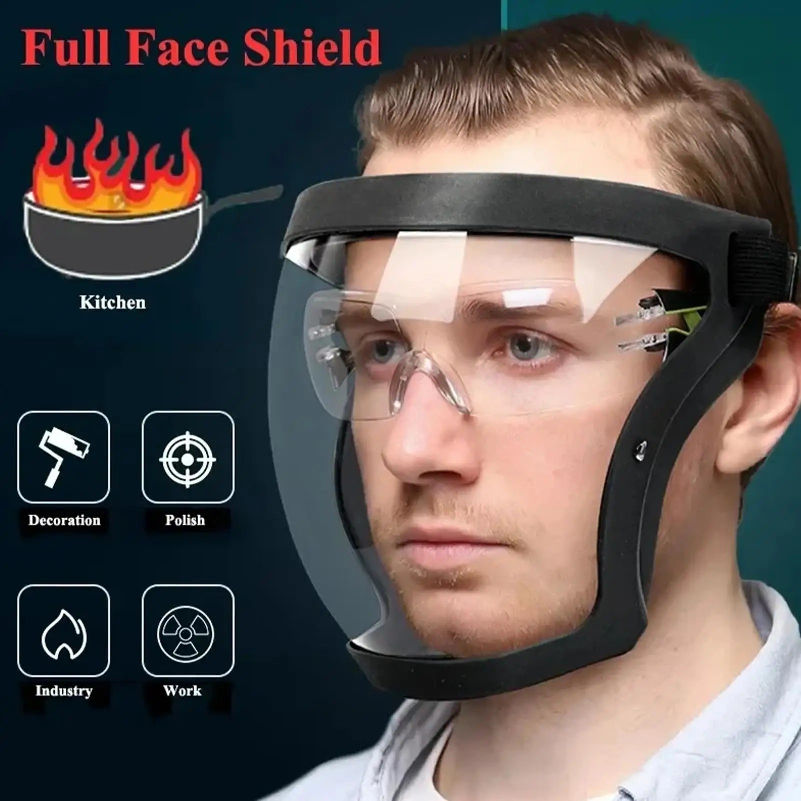 Anti-Fog Full Face Shield | HD PC Lens Protective Mask Protective Face Shield Peaceful Pleasures Health and Wellness