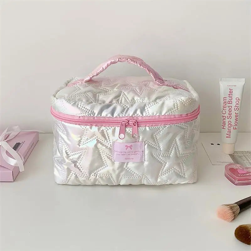 Shiny Star Makeup Bag – Cute Zipper Cosmetic Organizer Women