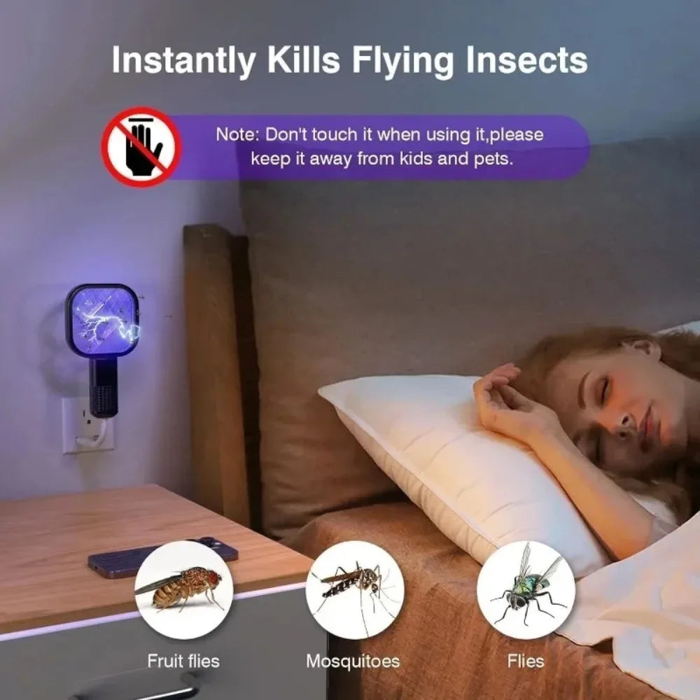 2-in-1 USB Mosquito Killer Lamp Electric Mosquito Swatter Purple Light Mosquito Trap Portable Insect Killer for Home Outdoor Cam Peaceful Pleasures Health and Wellness
