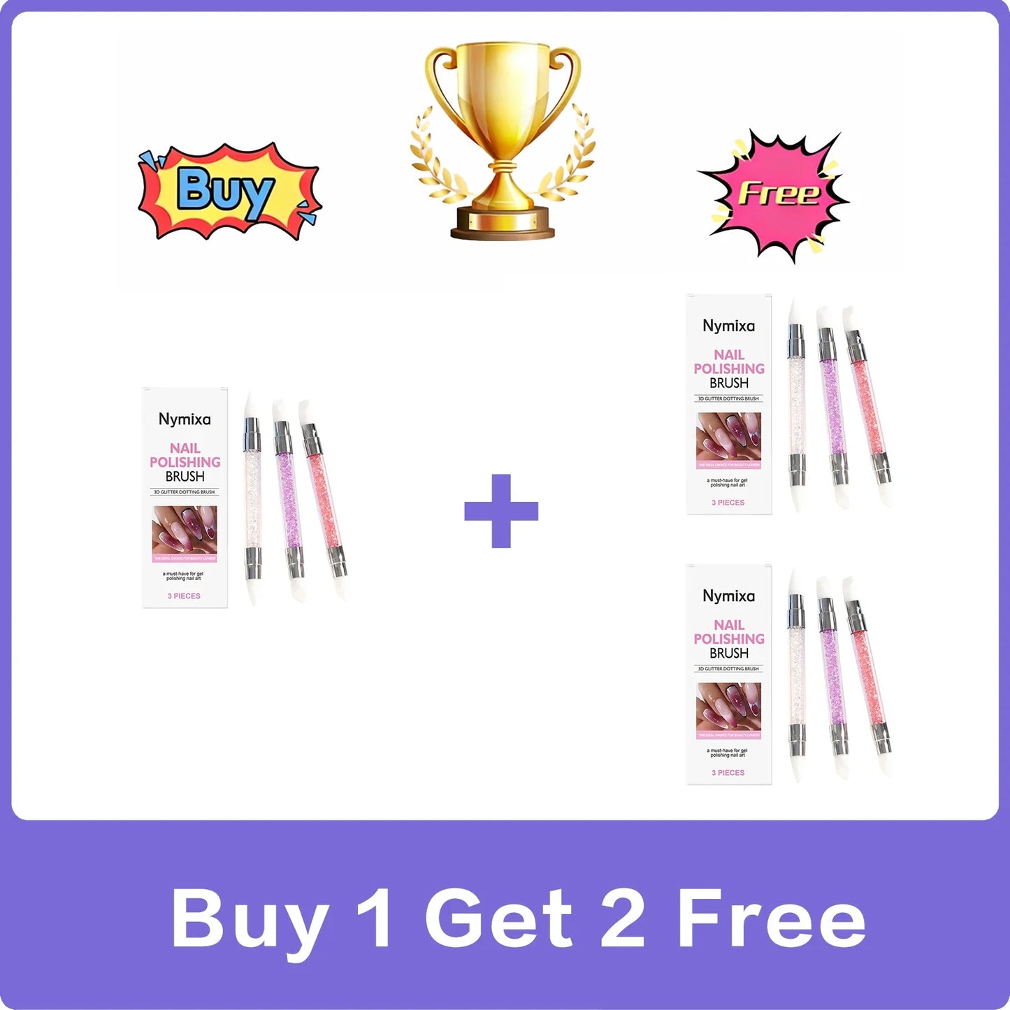 3-Piece Dual Head Silicone Nail Art Pen – Glitter Dot & Line