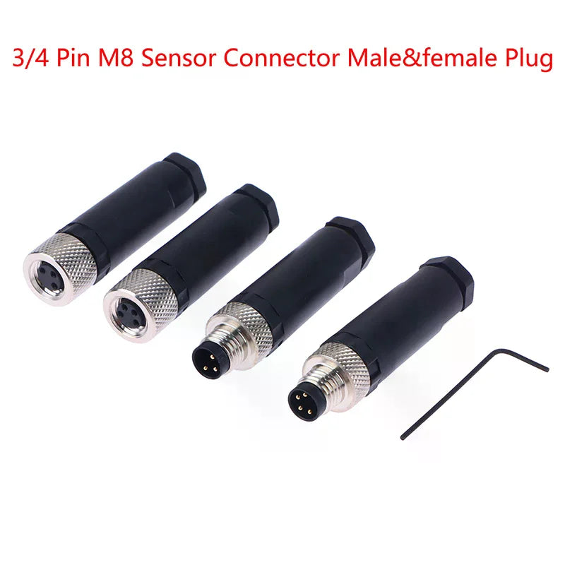 M8 Waterproof Sensor Connector Set – 3/4 Pin Male & Female Plugs Sensor Connector Peaceful Pleasures Health and Wellness