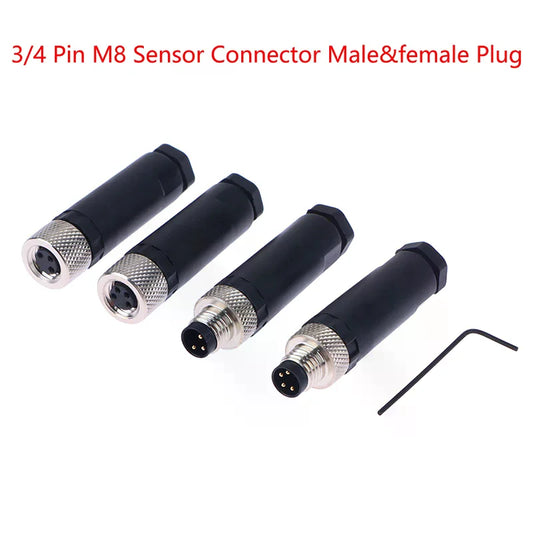 M8 Waterproof Sensor Connector Set – 3/4 Pin Male & Female Plugs Sensor Connector Peaceful Pleasures Health and Wellness