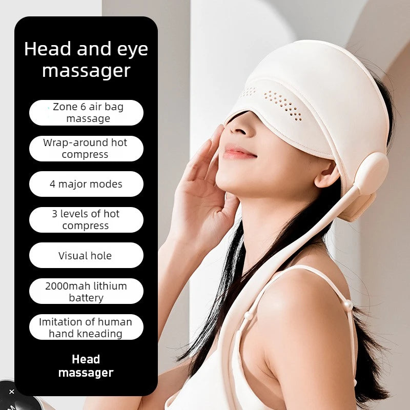 Graphene Heating Head Massager – Air Pressure & Eye Hot Compress for Relaxation & Better Sleep Relax Improve Sleep Stress Relief Peaceful Pleasures Health and Wellness No Cap