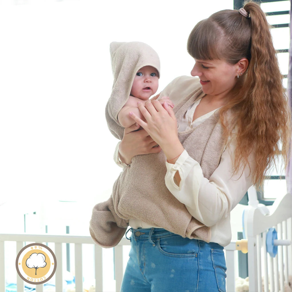 Baby Hooded Towel Soft Cotton Infant Bath Wrap 75x75cm