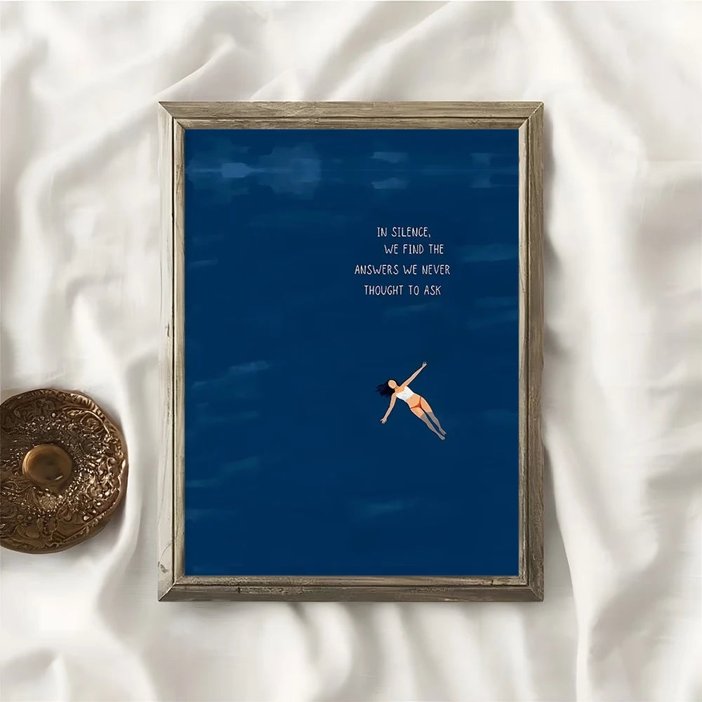 Retro Minimalist Swimmers Canvas Wall Art Print | Home Decor