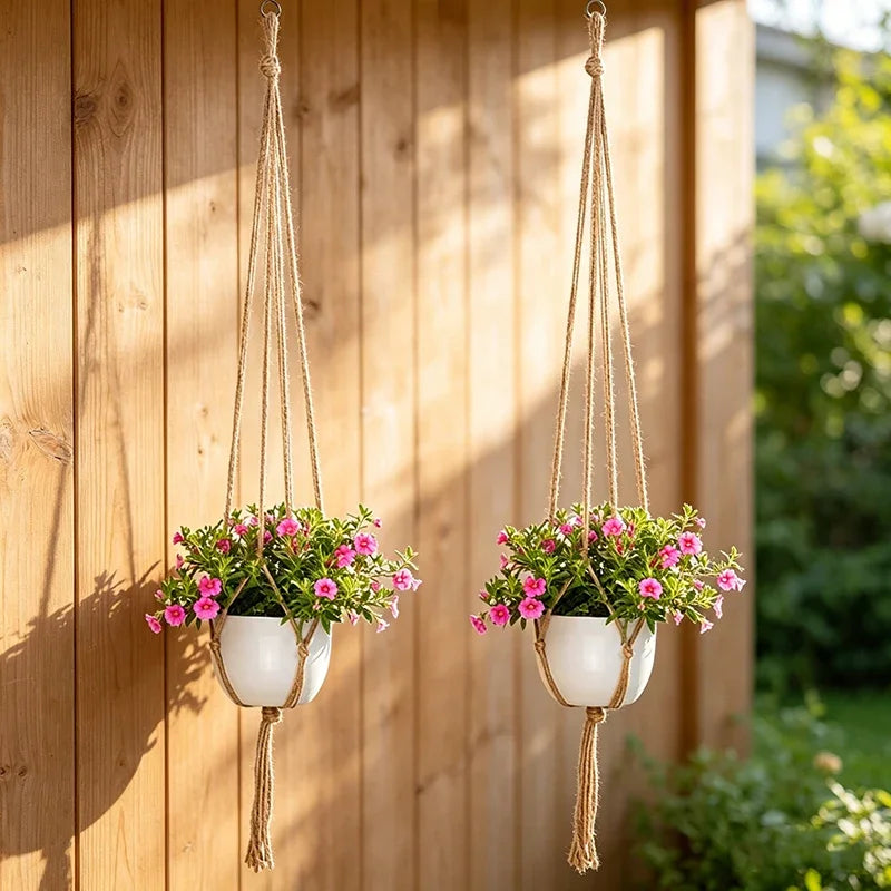 Macrame Hanging Plant Basket with Hook | Boho Planter