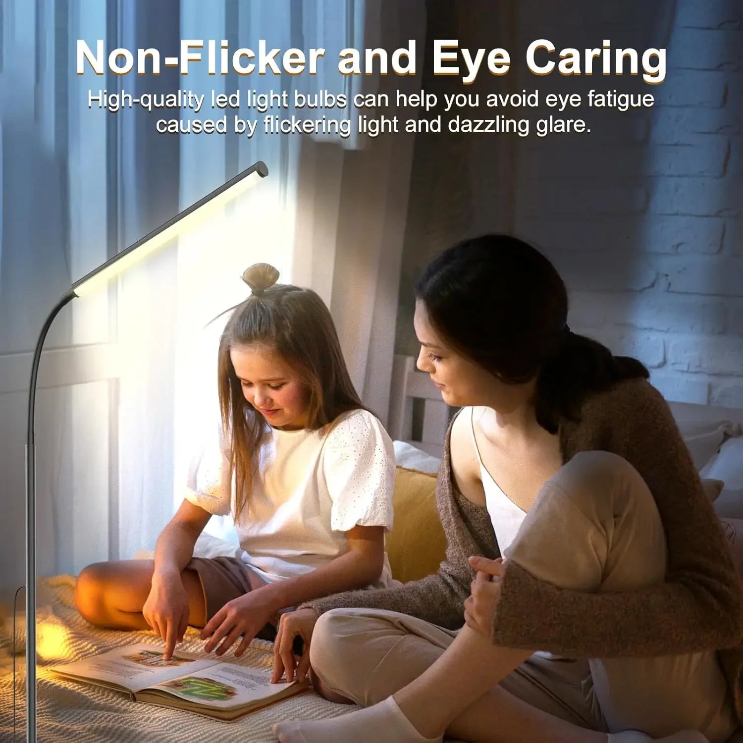 Touch Control Adjustable LED Floor Lamp with Stepless Dimming and Eye-Caring Design for Living Room, Bedroom & Office Peaceful Pleasures Health and Wellness