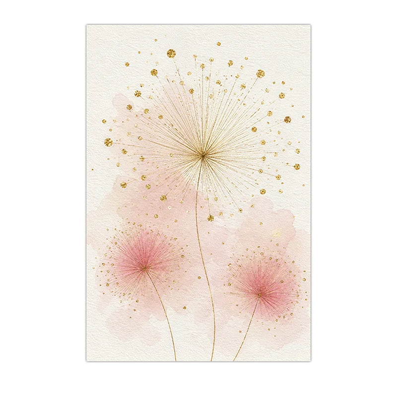 Nordic Dandelion Wall Art Pink Gold Floral Canvas Painting Botanical Poster Print Living Room Wall Decor Peaceful Pleasures Health and Wellness 03 50x70cm NoFrame China Mainland