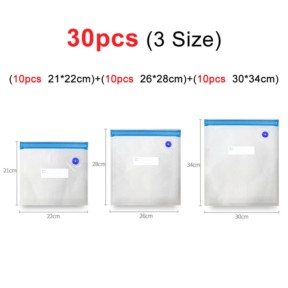 Electric Air Pump Handheld Automatic Air Pump Food Fresh-Keeping Rechargeable Vacuum Sealer with BPA-Free Vacuum Packaging Bag Peaceful Pleasures Health and Wellness 30Pcs 3 Size