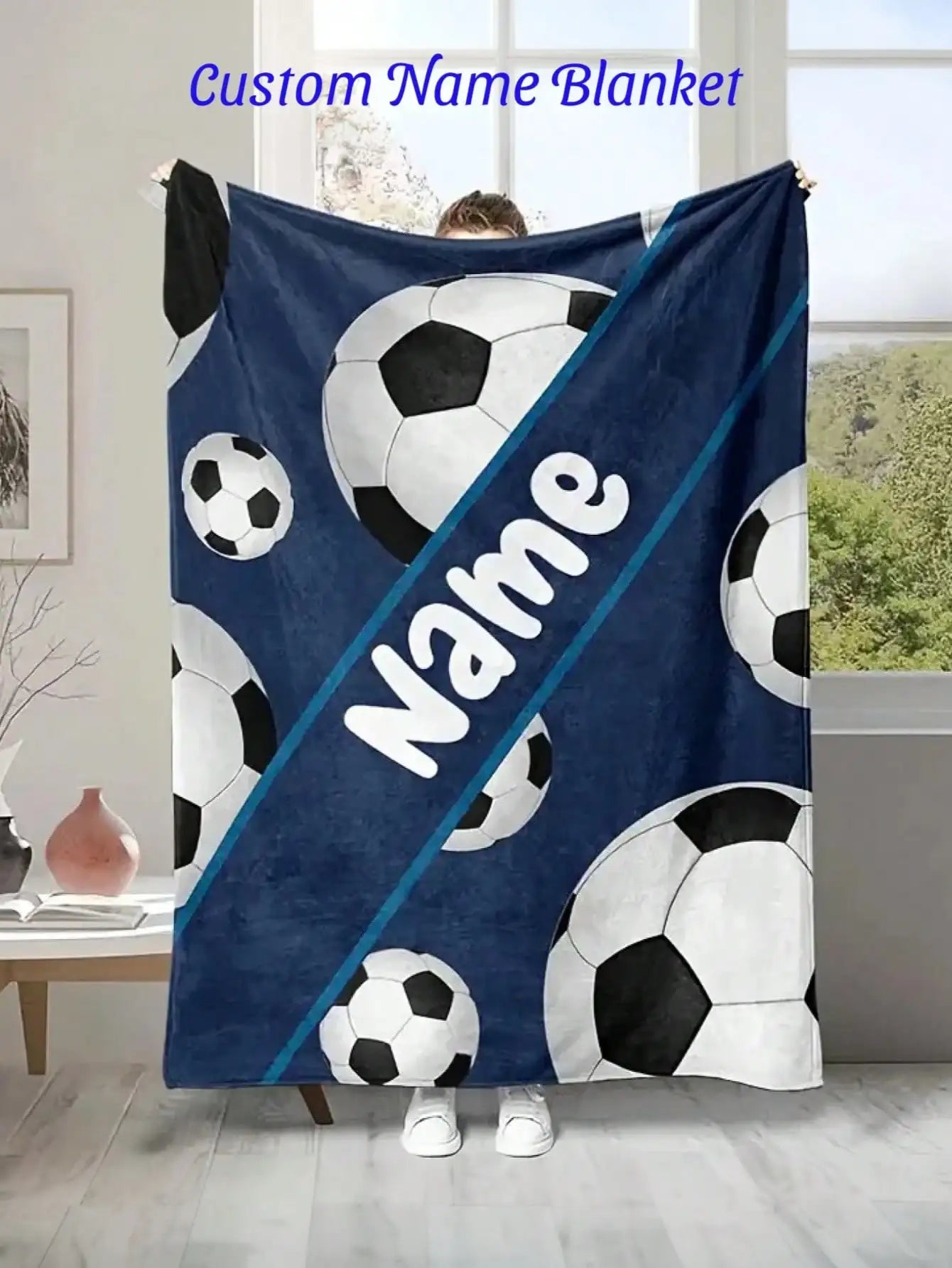 Custom Sports Fleece Blanket | Personalized Name & Number Gift