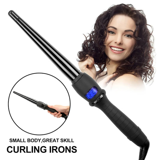 Professional Curling Iron Tourmaline Ceramic Hair Curler with LCD Display High Temperature Good Performance Peaceful Pleasures Health and Wellness