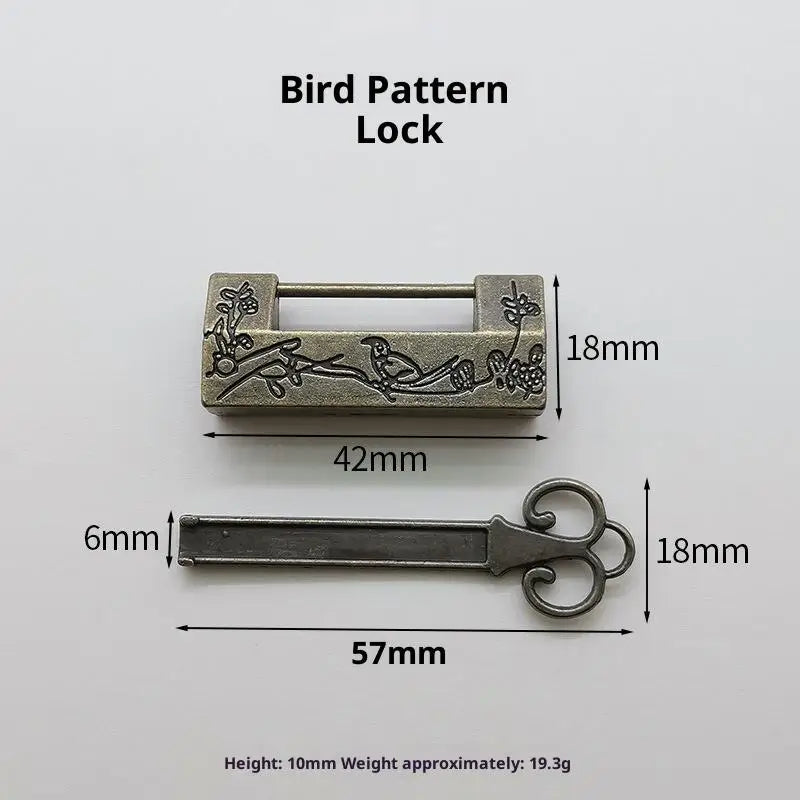 Cat Head Antique Mini Padlock with Key | Diary & Jewelry Lock