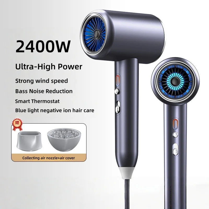 Salon Grade High-Power Hair Dryer With Cold And Hot Constant Temperature Negative Ion Hair Care, Static Sound Speed Dry Blow Dry Peaceful Pleasures Health and Wellness Grey-2 220V-240V AU Plug