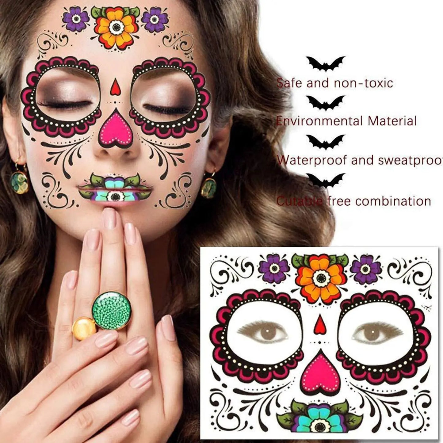 Halloween Face Gems Rhinestone Crystal Glitter Jewel Stickers