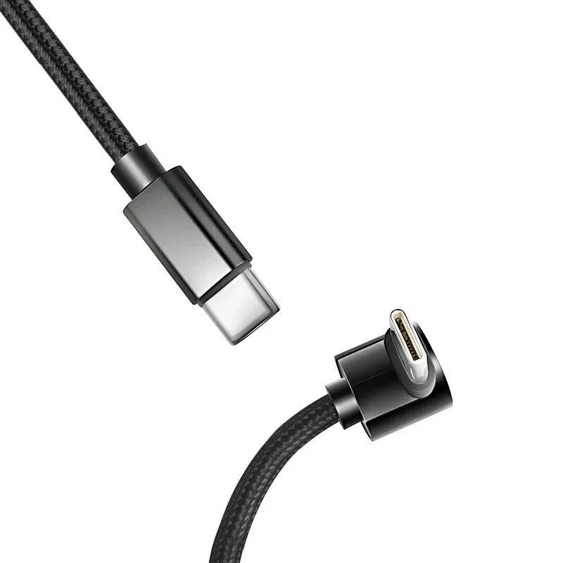 60W 90° USB-C Fast Charging Cable – Nylon Braided Gaming Cord Peaceful Pleasures Health and Wellness