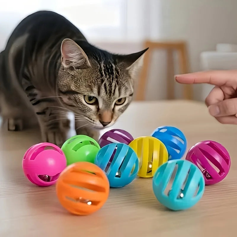Random Colors Cat Openwork Bell Ball Interactive Toy Perfect Indoor