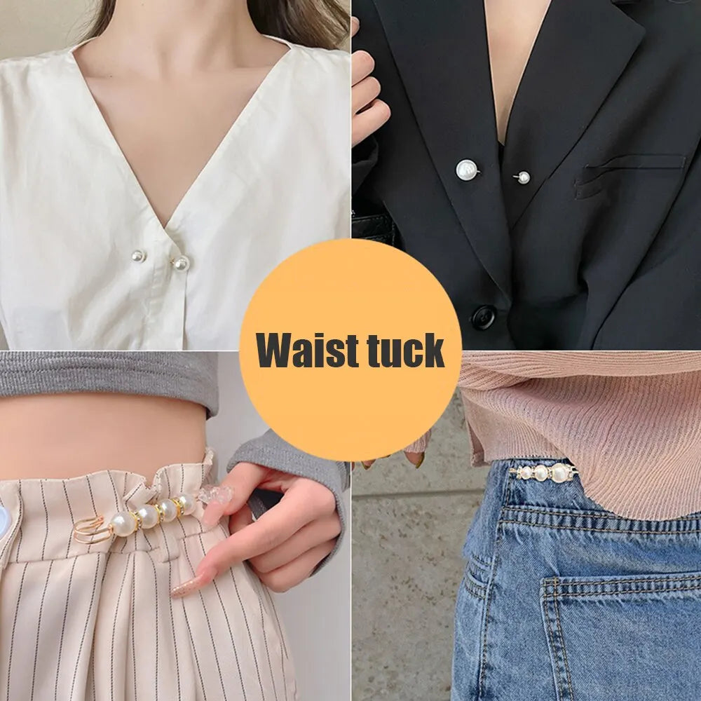 4PCS Waist Adjustment Uniform Clothing Extended Buckle And Waist Adjustment Buckle Pearl Broocated Fashion Decorative Accessorie Peaceful Pleasures Health and Wellness