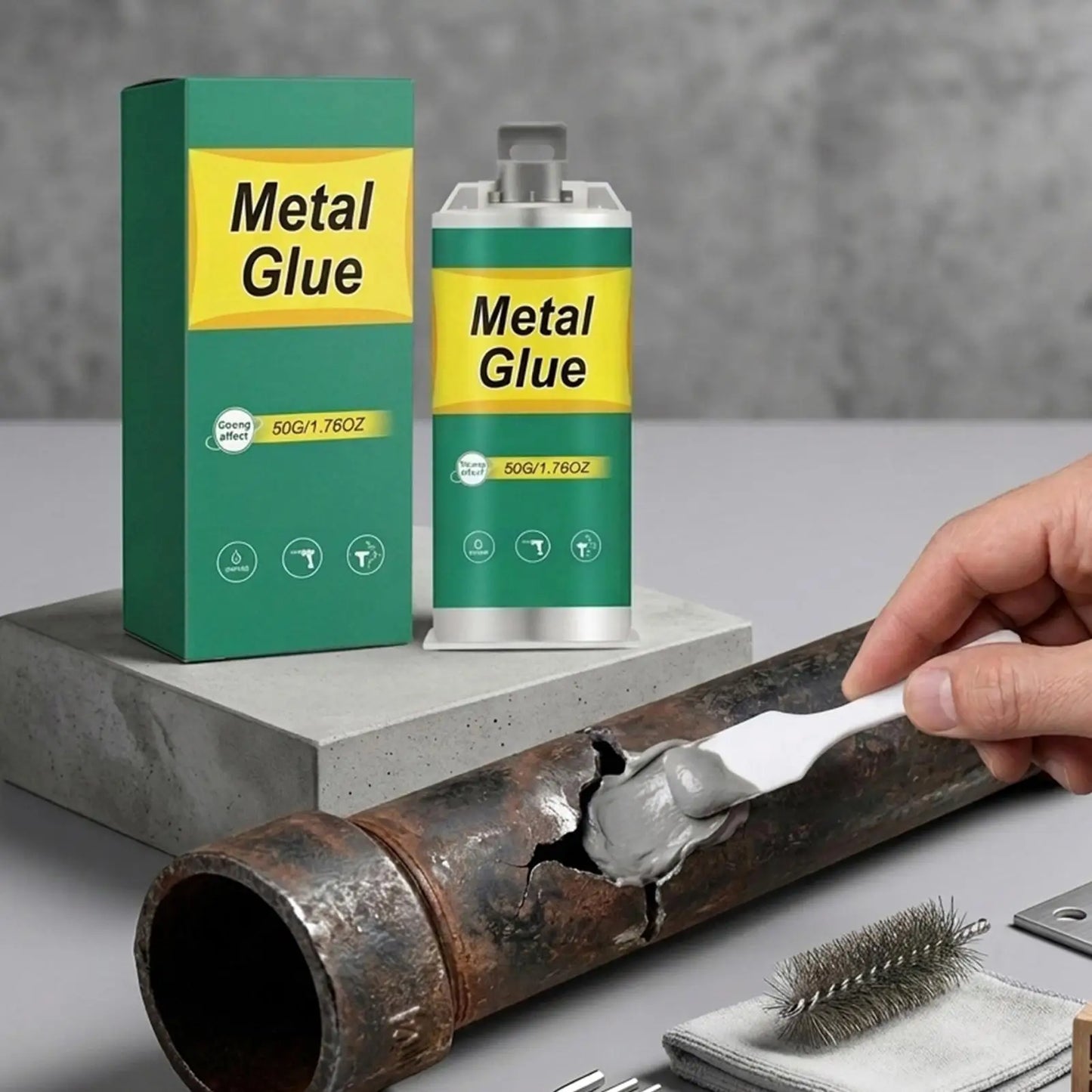 50g Metal Bonding Adhesive High Strength Welding Repair Glue For Home Industry Mechanics Crafts, Bonds Metal Wood Glass Ceramic Peaceful Pleasures Health and Wellness