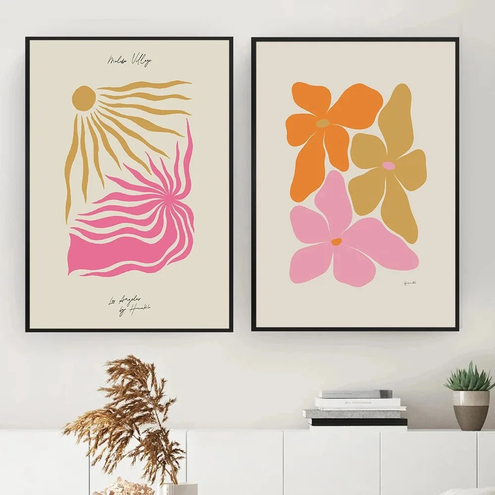 Painting Pink Flower Print Vintage Exhibition Poster Wall Art Pictures Room Home Decor Southern California Floral Canvas Peaceful Pleasures Health and Wellness
