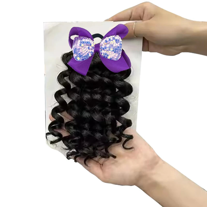 NEW 2pcs/Little Girls Ponytail Hair Extensions Kanekalon Human Hair Like Curly Wavy Private-lable Hair 10 Roots for Black Girls Peaceful Pleasures Health and Wellness WHITE