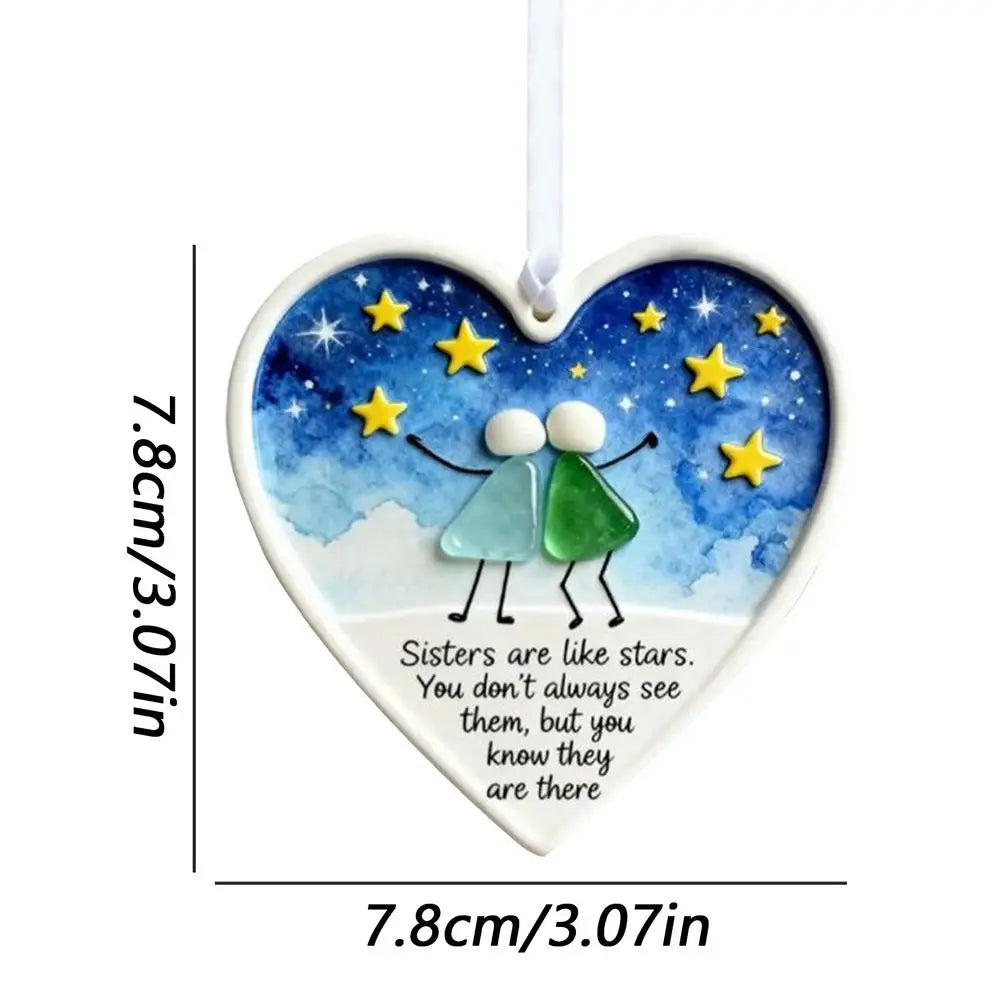 Acrylic Sea Glass Friendship Ornament Keepsake Pendant for Sisters, Coworkers, Birthday, Christmas - Wall Hanging & Home Decor Peaceful Pleasures Health and Wellness A China Mainland