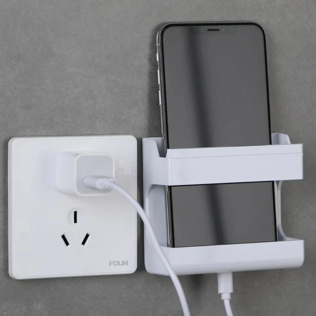 Adhesive Wall-Mount Remote & Phone Holder — No Drilling