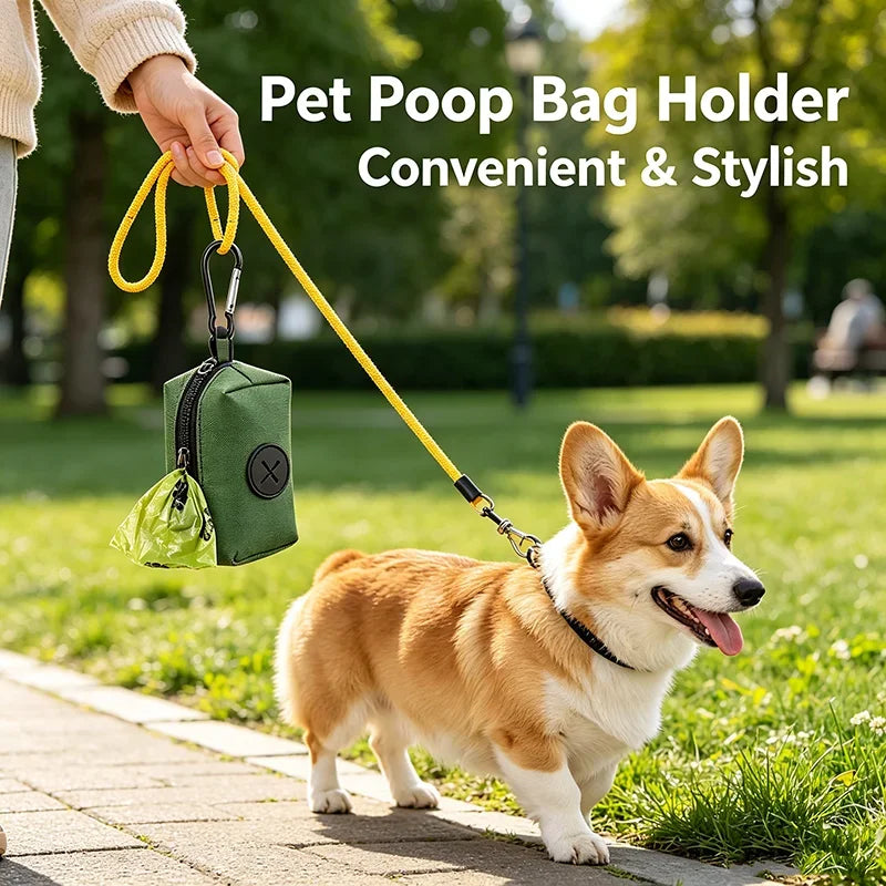 Canvas Dog Poop Bag Dispenser with Carabiner Clip Pet Waste Dispenser Peaceful Pleasures Health and Wellness