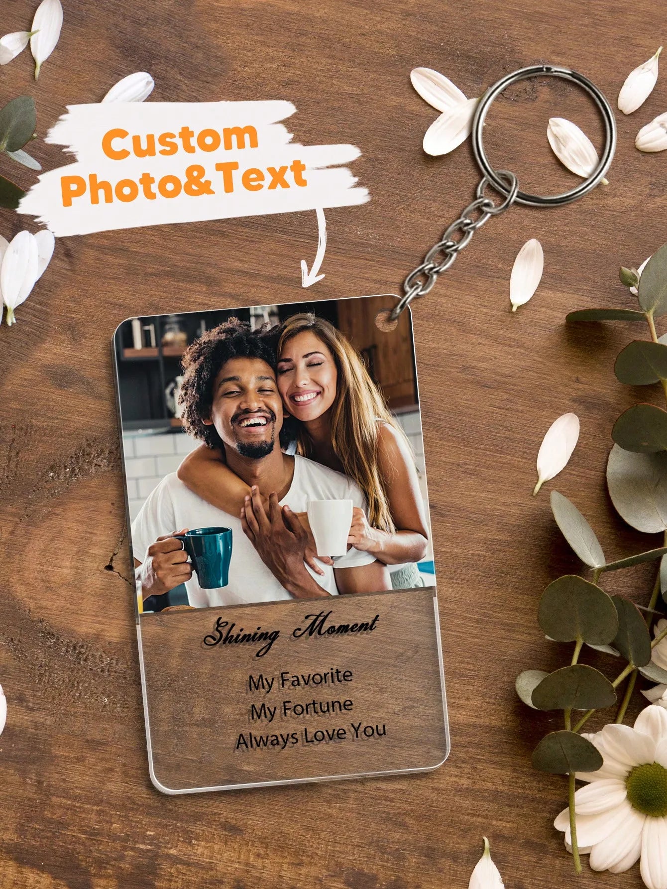 Custom Photo Acrylic Keychain Personalized Picture Text Keychain for Couples Gift Lover Anniversary Birthday Wedding Christmas Peaceful Pleasures Health and Wellness