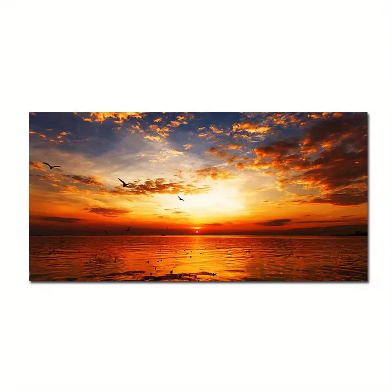 Beach Sunset Wall Art Posters Large Landscape Canvas Painting Print Nordic Wall Decoration Picture for Home Decor Unframed Peaceful Pleasures Health and Wellness ZLH2499 30x60cm No Frame