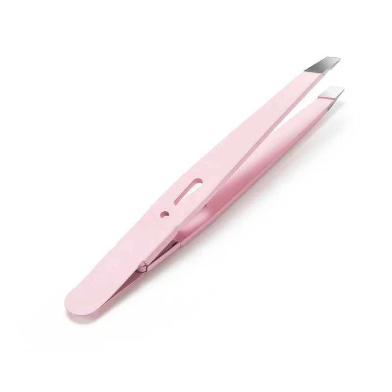 Eyebrow Tweezer Colorful Hair Beauty Fine Hairs Puller Stainless Steel Slanted Eye Brow Clips Removal Makeup Tools Peaceful Pleasures Health and Wellness Pink