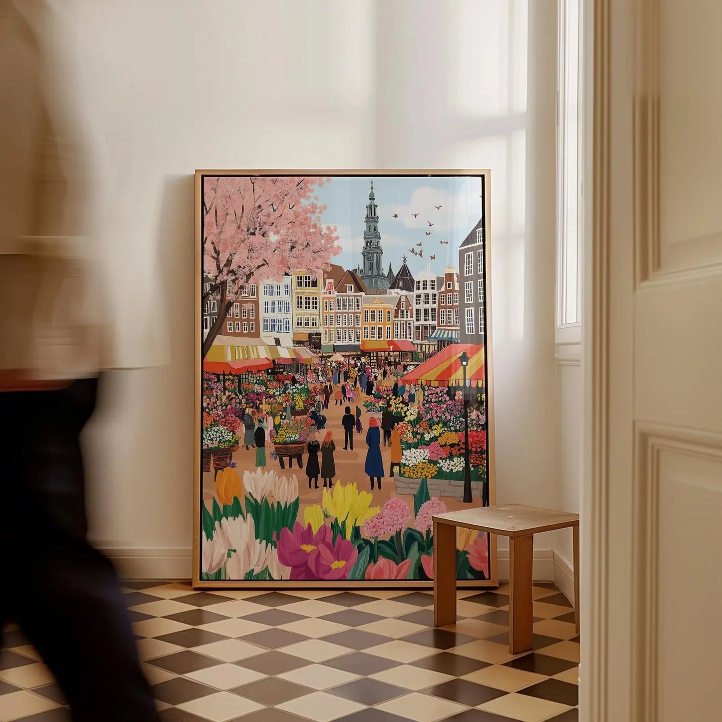Amsterdam Flower Market Watercolor Canvas Wall Art Print