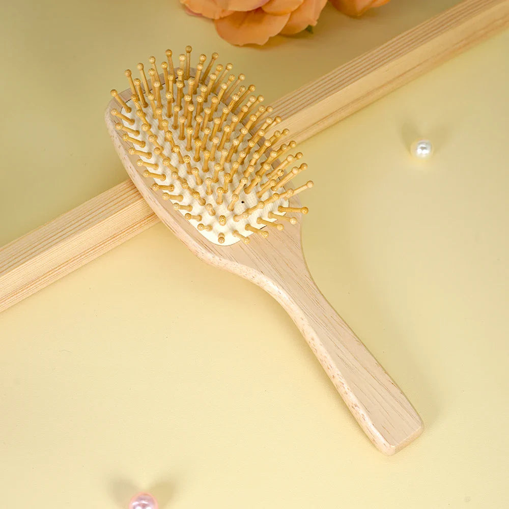 Bamboo Air Cushion Paddle Comb – Scalp Massage & Detangler