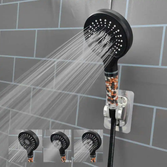 Black 3-Mode High-Pressure Shower Head | Rainfall & Anion Filter Handheld Shower Head Oasis Select Clear Shower A