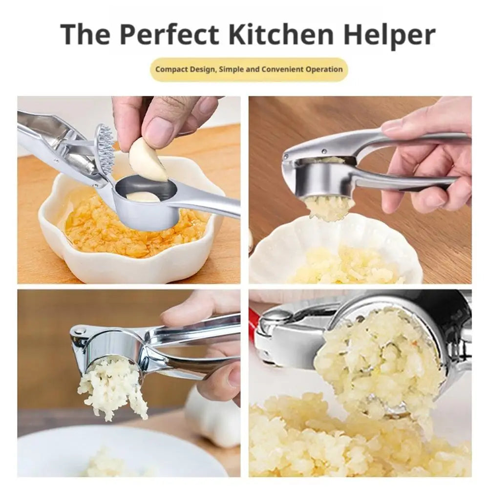 Zinc Alloy Garlic Press – Ergonomic Manual Crusher & Squeezer