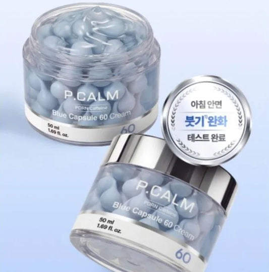 50ml Korean P.CALM PDRN Caffeine Blue Capsule Firming Cream Brand Skin-renewal Smooth Moisturizer Original Capsule Facial Cream Peaceful Pleasures Health and Wellness