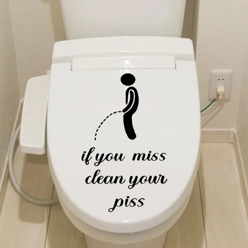 Funny Bathroom Toilet Sign Wall Stickers | Waterproof PVC Decals