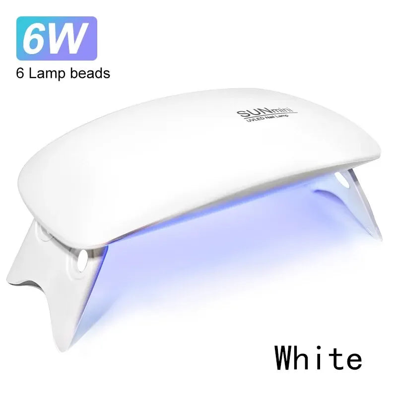 Mini 6W UV LED Nail Lamp Portable 6 LED Beads Gel Polish Dryer with USB Cable 45s/60s Timer Manicure Curing Light for Home Salon Peaceful Pleasures Health and Wellness White 1pc