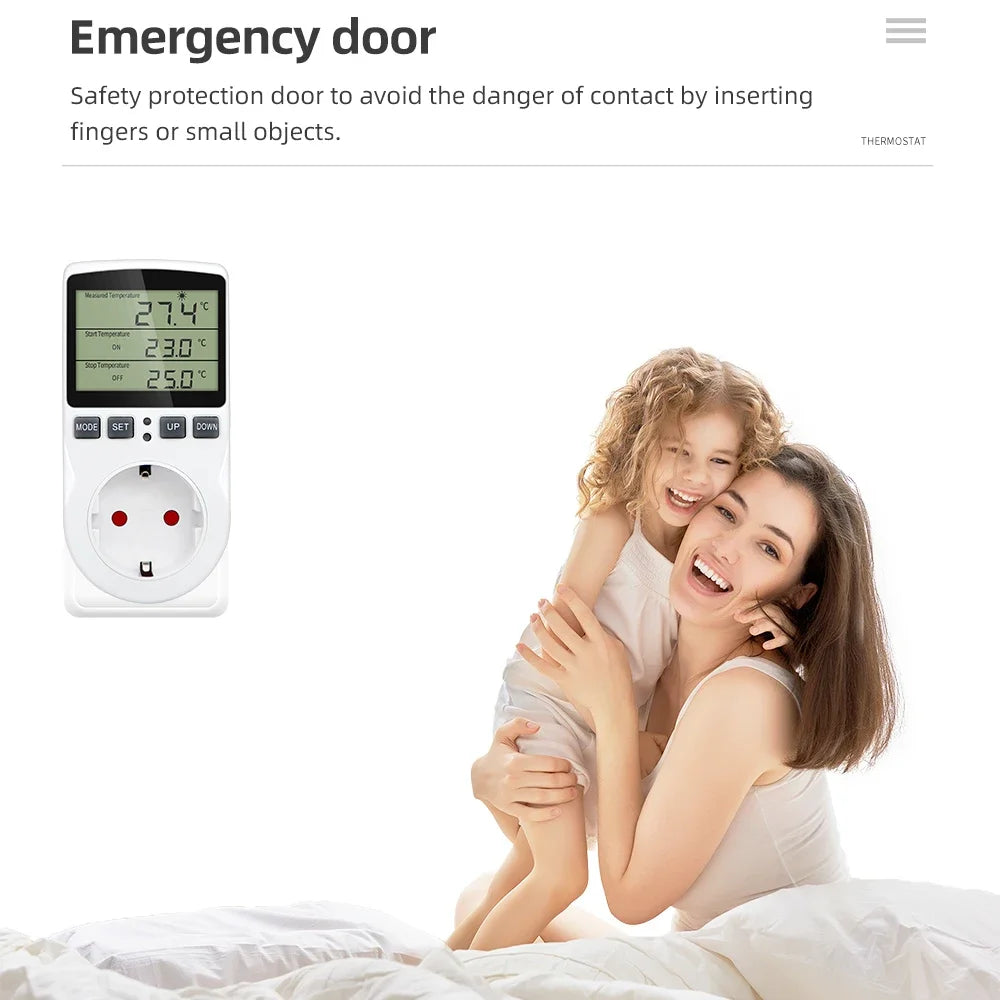 Timer Socket Digital Thermostat 220v Temperature Controller Socket Outlet With Timer Switch Cooling Heating Temperature Sensor Peaceful Pleasures Health and Wellness