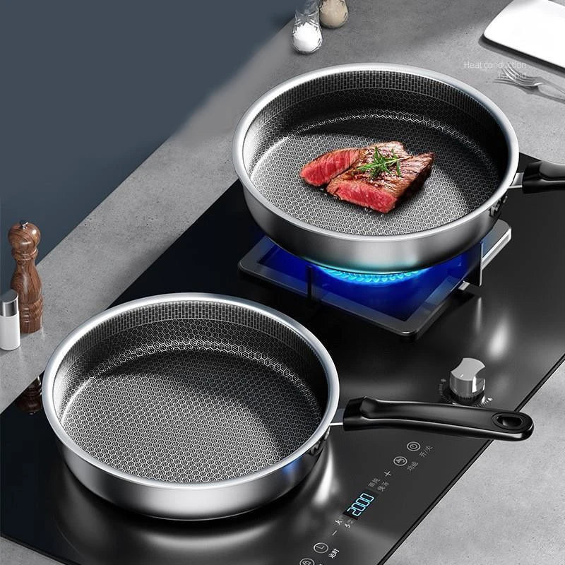 316L Stainless Steel Tri-Ply Honeycomb Skillet | Gas & Induction