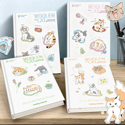 Cute Cat A5 Hard Cover Notebook Cartoon Simplified Student Classroom Peaceful Pleasures Health and Wellness