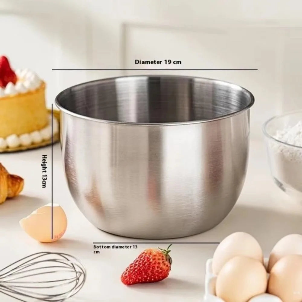 Stainless Steel Mixing Bowl Household Deep Design Salad Egg Beating Basin Splash Proof Bread Cake Fruit Container Peaceful Pleasures Health and Wellness M