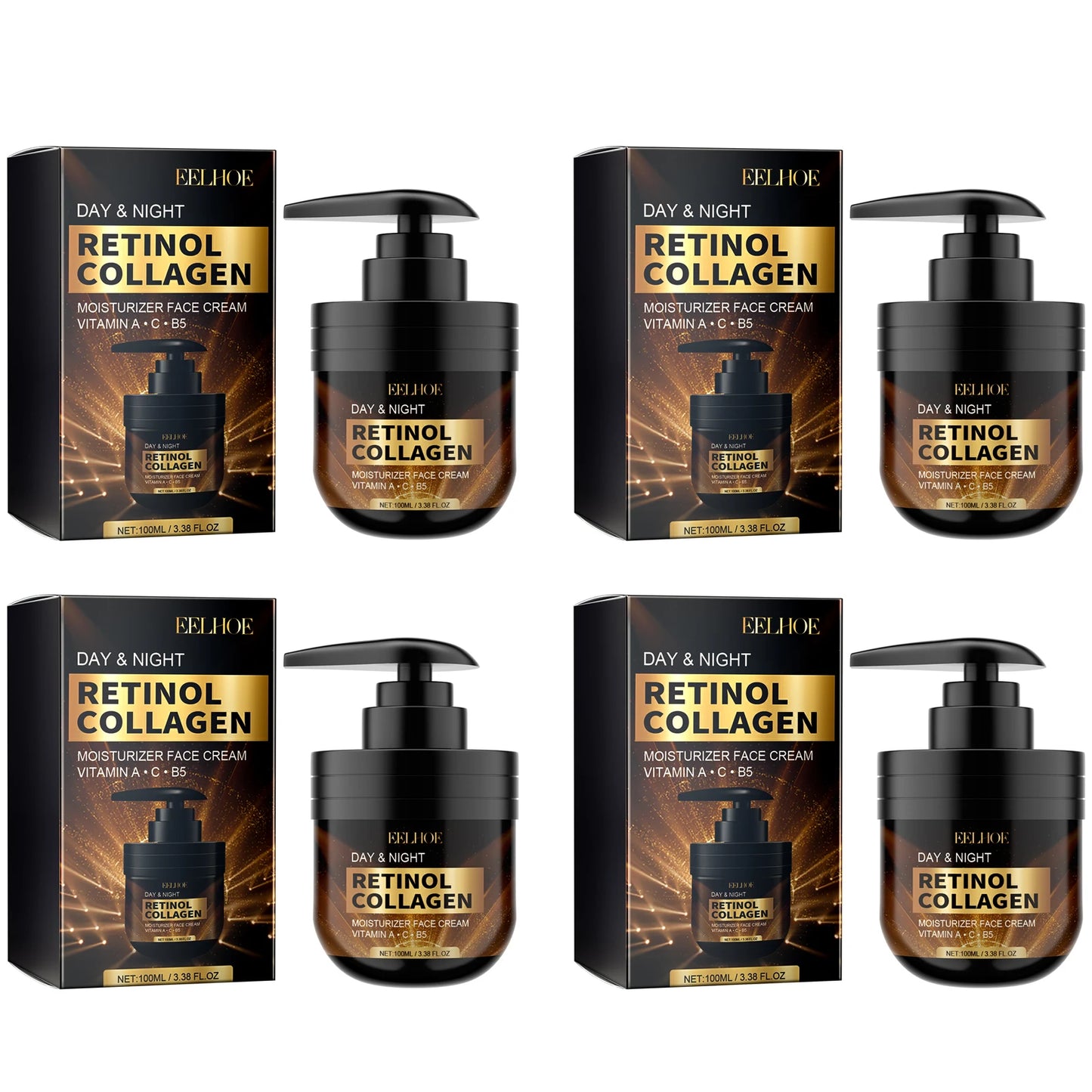 Retinol Face Cream Nourishing Tighten Brightening Skins Fade Dark Spot Wrinkles Day Night Anti Aging Moisturizing Firming Creams Peaceful Pleasures Health and Wellness 4 X 100ml Boxed