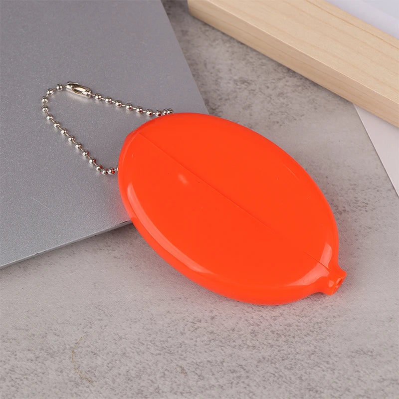 Oval PVC Coin Purse with Chain – Mini Jewelry & Coins Bag