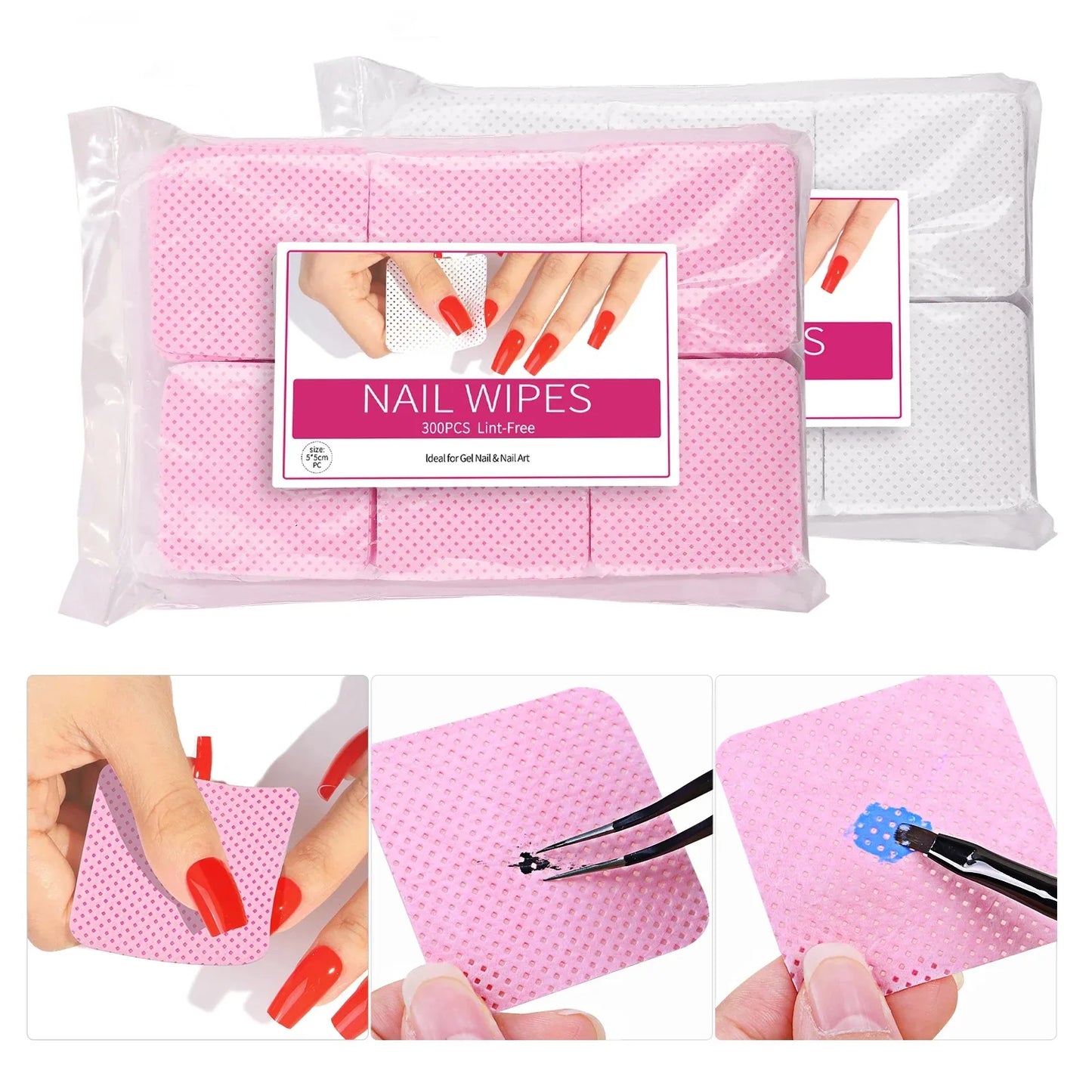 300pcs Cotton Gel Nail Polish Remover Wipes Nail Cleaning Pads Non Woven Lint-Free Nail Pads For Beauty Salon Nail Art Tool Peaceful Pleasures Health and Wellness