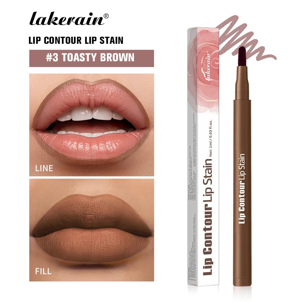Waterproof Lip Liner Lip Contour Lip Stain Smudge-proof 2 In 1 Lip Stain & Liner Ultra Pigmented Dual-Sided Design Non-Stick Cup Peaceful Pleasures Health and Wellness 3Toasty Brown